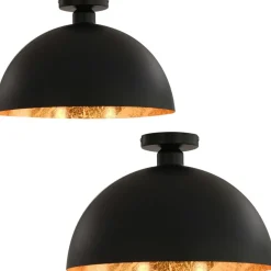 Verlichting*vidaXL Plafondlampen 2 st halfrond E27 zwart en goudkleurig