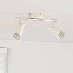 Verlichting*vidaXL Plafondspot met schijnwerpers Nikkel 25,5 x 8 x 11 cm Staal