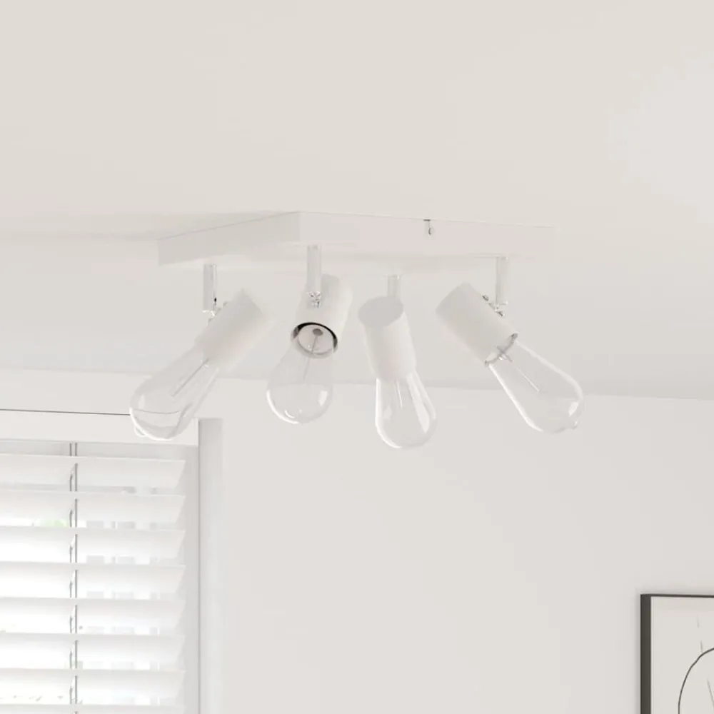 Verlichting*vidaXL Plafondspot met schijnwerpers 26,5 x 26 x 11,5 cm Metaal Wit