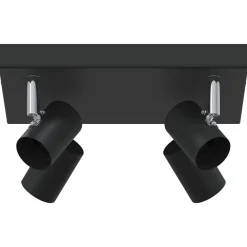 Verlichting*vidaXL Plafondspot met schijnwerpers 26,5 x 26 x 11,5 cm Metaal Zwart