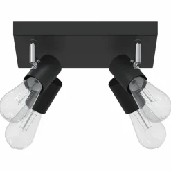 Verlichting*vidaXL Plafondspot met schijnwerpers 26,5 x 26 x 11,5 cm Metaal Zwart