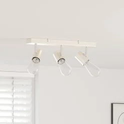 Verlichting*vidaXL Plafondspot met schijnwerpers Nikkel 38 x 6,5 x 11,5 cm Metaal Borstelkoper