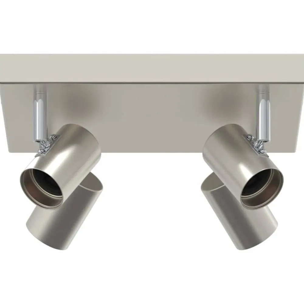 Verlichting*vidaXL Plafondspot met schijnwerpers Nikkel 26,5 x 26 x 11,5 cm Metaal Geborsteld nikkel