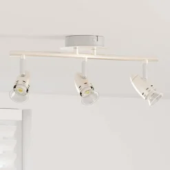 Verlichting*vidaXL Plafondspot met schijnwerpers Nikkel 36,5 x 10 x 12,5 cm Metaal