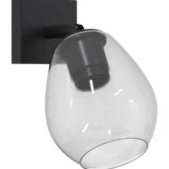 Plafondspot Zwart 13 x 13 x 26 cm Glas en Metaal>vidaXL