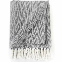 Linnengoed*vidaXL Plaid visgraat 125x150 cm katoen Marineblauw