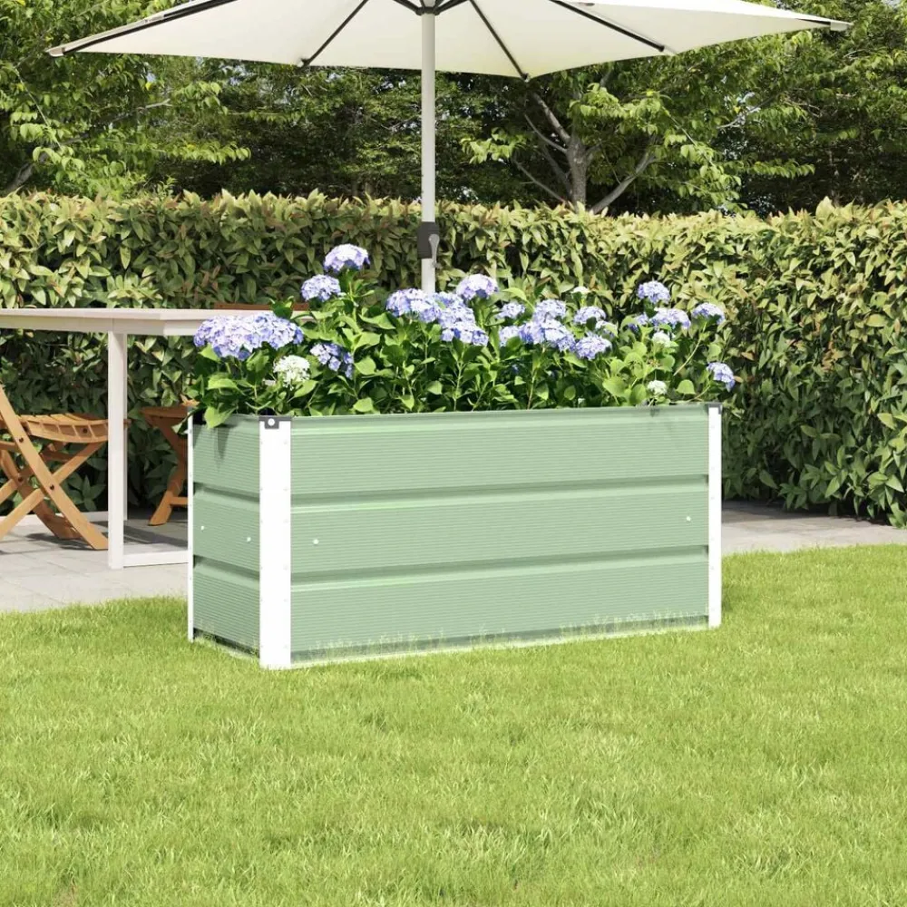 Tuin & Gazon*vidaXL Plantenbak 100 x 40 x 45 cm Staal Groen