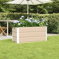 Tuin & Gazon*vidaXL Plantenbak 100 x 40 x 45 cm Staal Ivoor
