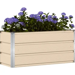 Tuin & Gazon*vidaXL Plantenbak 100 x 40 x 45 cm Staal Ivoor