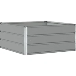 Tuin & Gazon*vidaXL Plantenbak 100 x 100 x 45 cm Staal Lichtgrijs