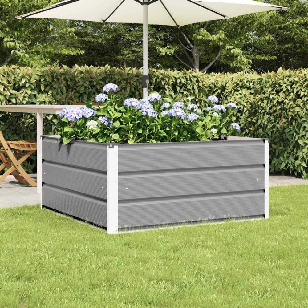 Tuin & Gazon*vidaXL Plantenbak 100 x 100 x 45 cm Staal Lichtgrijs