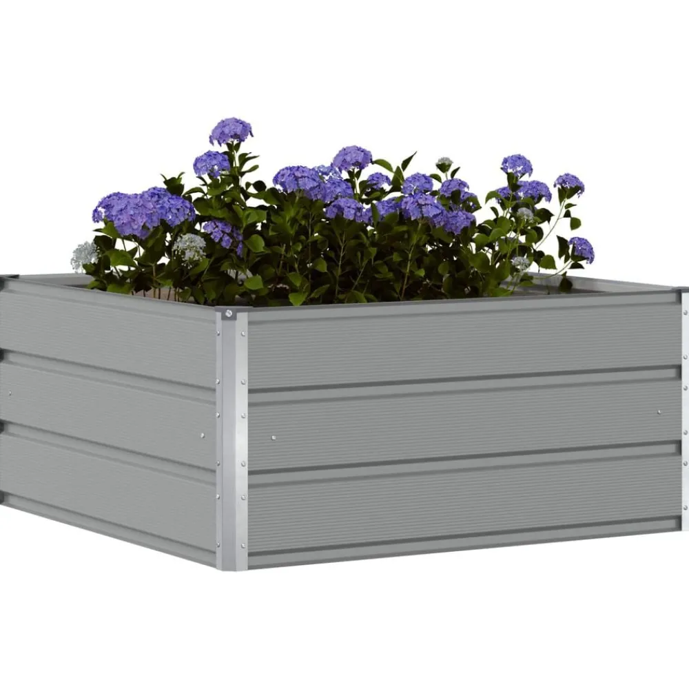 Tuin & Gazon*vidaXL Plantenbak 100 x 100 x 45 cm Staal Lichtgrijs
