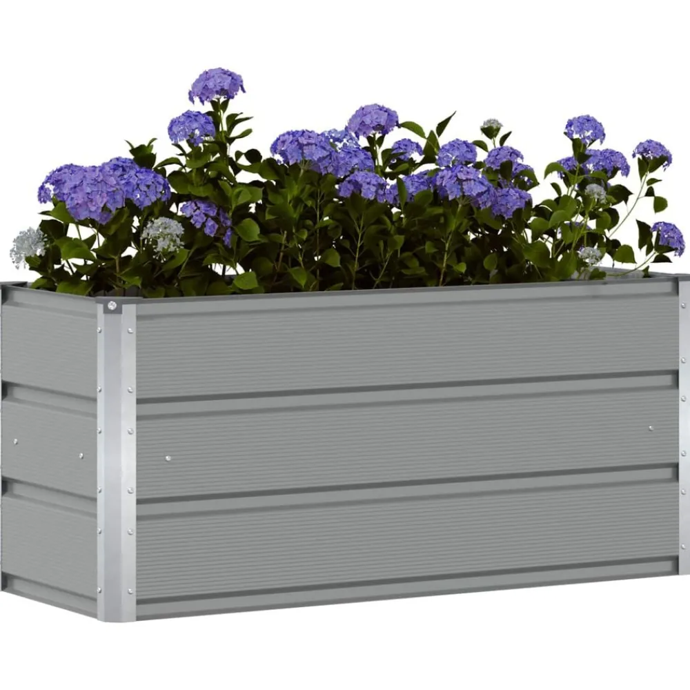 Tuin & Gazon*vidaXL Plantenbak 100 x 40 x 45 cm Staal Lichtgrijs