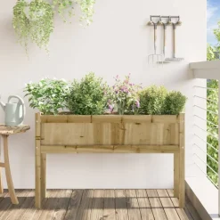 Tuin & Gazon*vidaXL Plantenbak met poten 110x31x70 cm geïmpregneerd grenenhout Naturel ge&iuml;mpregneerd