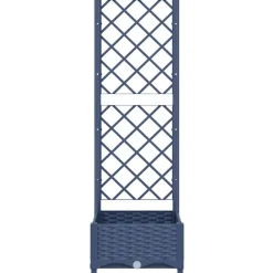 Tuin & Gazon*vidaXL Plantenbak met trellis 40x40x121,5 cm PP Blauwgrijs