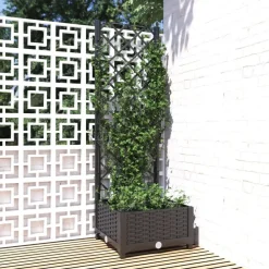 Tuin & Gazon*vidaXL Plantenbak met trellis 40x40x121,5 cm PP Zwart