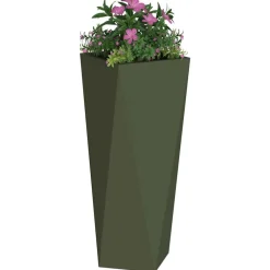 Tuin & Gazon*vidaXL Plantenbak Olijf Groen 30 x 30 x 75 cm Staal Olijfgroen