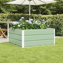 Tuin & Gazon*vidaXL Plantenbak Pastel 100 x 100 x 45 cm Staal Groen