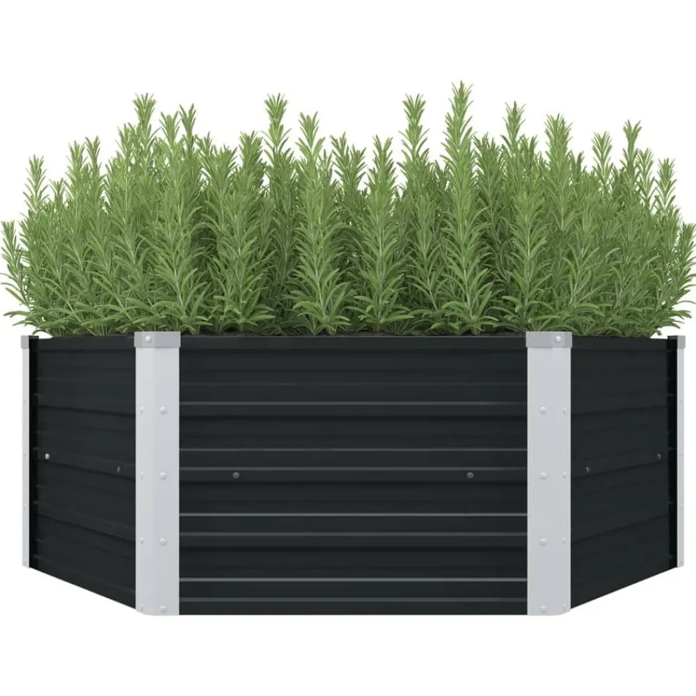 Tuin & Gazon*vidaXL Plantenbak verhoogd 129x129x45cm gegalvaniseerd staal Antraciet