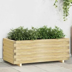 Tuin & Gazon*vidaXL Plantenbak verhoogd rechthoekig 100x50x40 cm hout Beige
