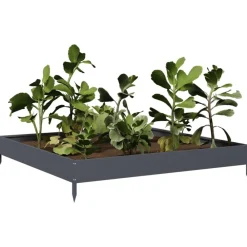 Tuin & Gazon*vidaXL Plantenbak verhoogd 100x100x18,5 cm staal antracietkleurig Staal/Antracietkleurig