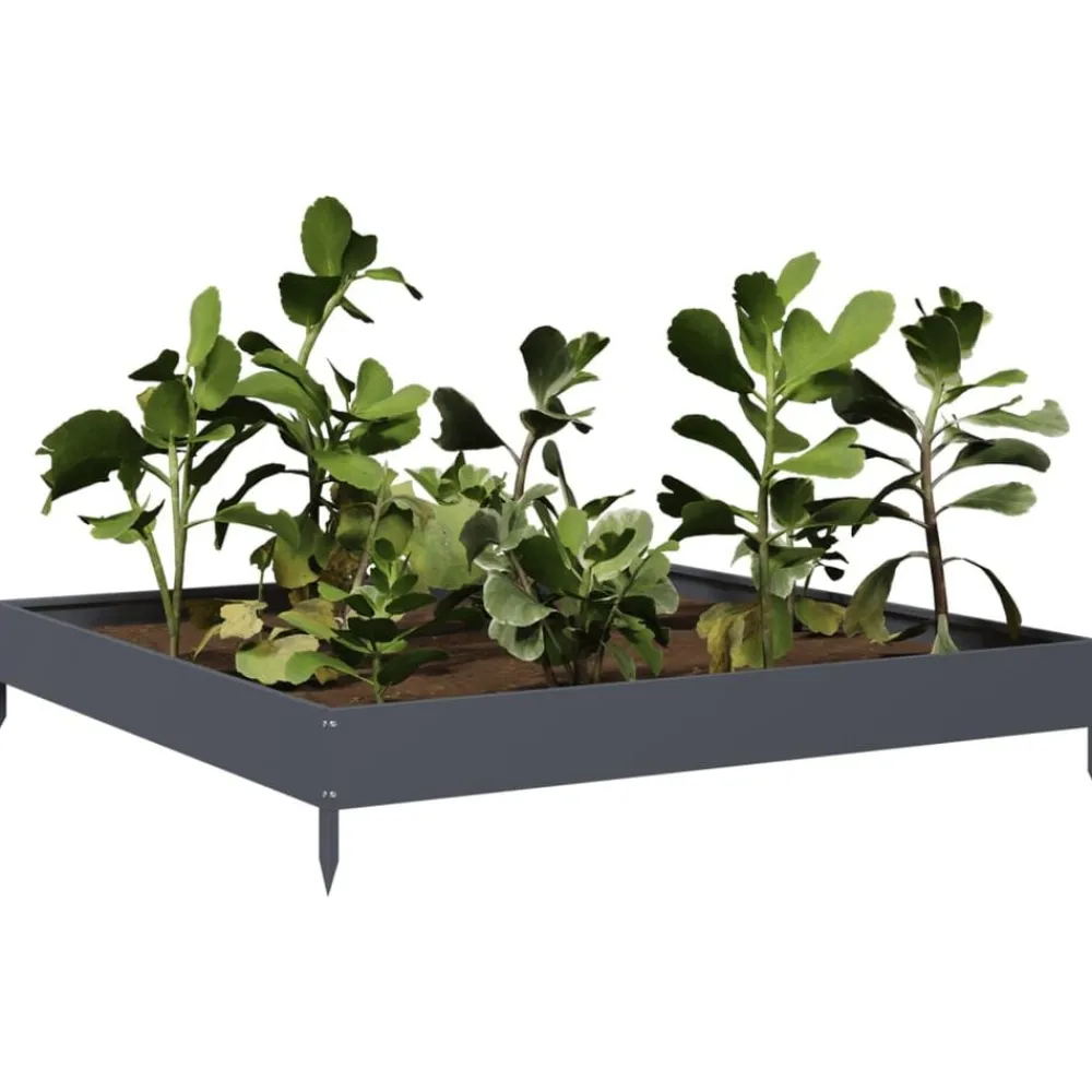 Tuin & Gazon*vidaXL Plantenbak verhoogd 100x100x18,5 cm staal antracietkleurig Staal/Antracietkleurig