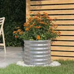 Tuin & Gazon*vidaXL Plantenbak 40x40x36 cm gegalvaniseerd staal kleurig Zilver