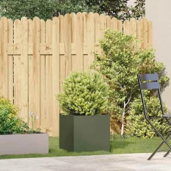 Tuin & Gazon*vidaXL Plantenbak 40x40x40 cm koudgewalst staal Olijfgroen