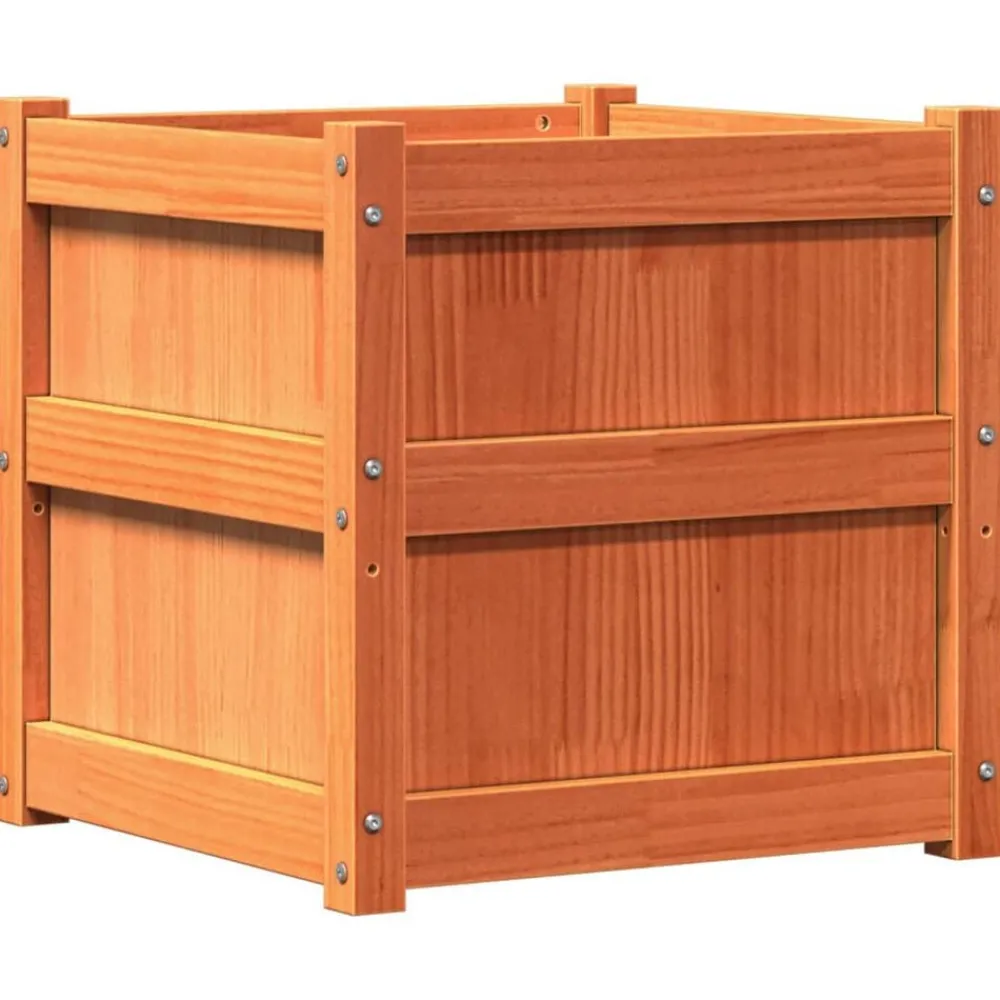 Tuin & Gazon*vidaXL Plantenbak 50x50x50 cm massief grenenhout wasbruin Bruingrenen
