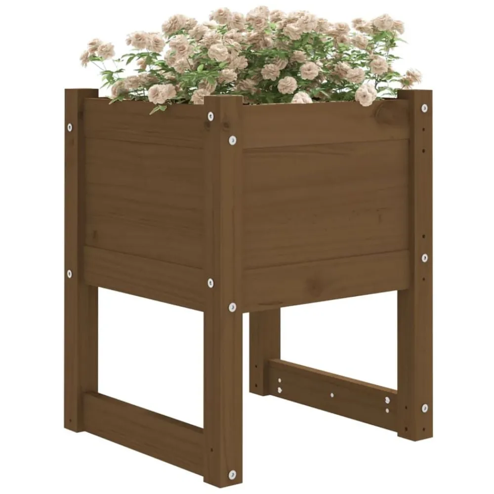 Tuin & Gazon*vidaXL Plantenbak 40x40x52,5 cm massief grenenhout Honingbruin