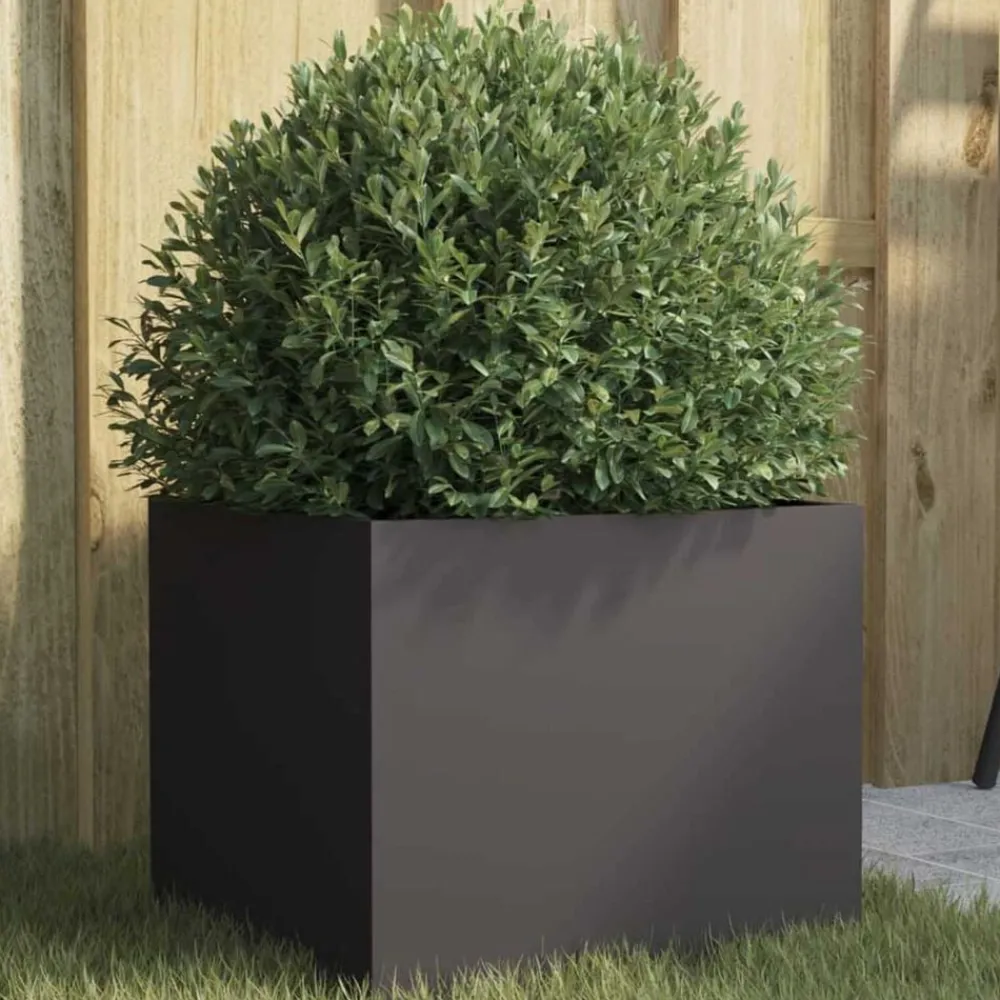 Tuin & Gazon*vidaXL Plantenbak 32x30x29 cm staal zwart Staal/Zwart