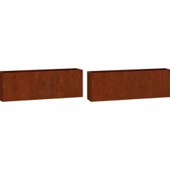 Plantenbakken wandmontage 2 st 53x10x17 cm cortenstaal roestig>vidaXL Outlet