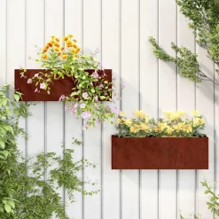 Plantenbakken wandmontage 2 st 53x10x17 cm cortenstaal roestig>vidaXL Outlet