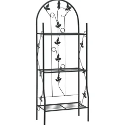 Tuin & Gazon*vidaXL Plantenrek 3-laags 52x28x128 cm ijzer zwart