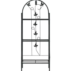 Tuin & Gazon*vidaXL Plantenrek 3-laags 52x28x128 cm ijzer zwart