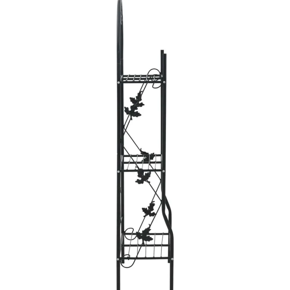 Tuin & Gazon*vidaXL Plantenrek 3-laags 52x28x128 cm ijzer zwart