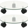 Plantenrollers rond 28 cm gehard glas 2 st>vidaXL Clearance