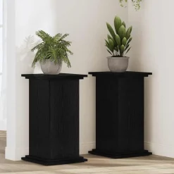 Tuin & Gazon*vidaXL Plantenstandaard 33 x 33 x 60 cm Bewerkt hout Zwart eiken