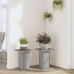 Tuin & Gazon*vidaXL Plantenstandaards 2 st 30x30x40 cm bewerkt hout Grijs sonoma