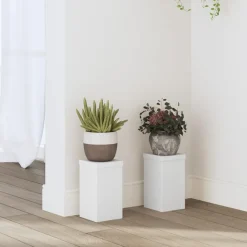 Tuin & Gazon*vidaXL Plantenstandaards 2 st 10x10x18 cm bewerkt hout Wit