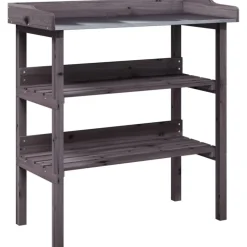 Tuin & Gazon*vidaXL Plantentafel met schappen 78x38x82,5 cm vurenhout Grijs