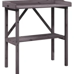 Tuin & Gazon*vidaXL Plantentafel met schap 78x38x82,5 cm vurenhout Grijs