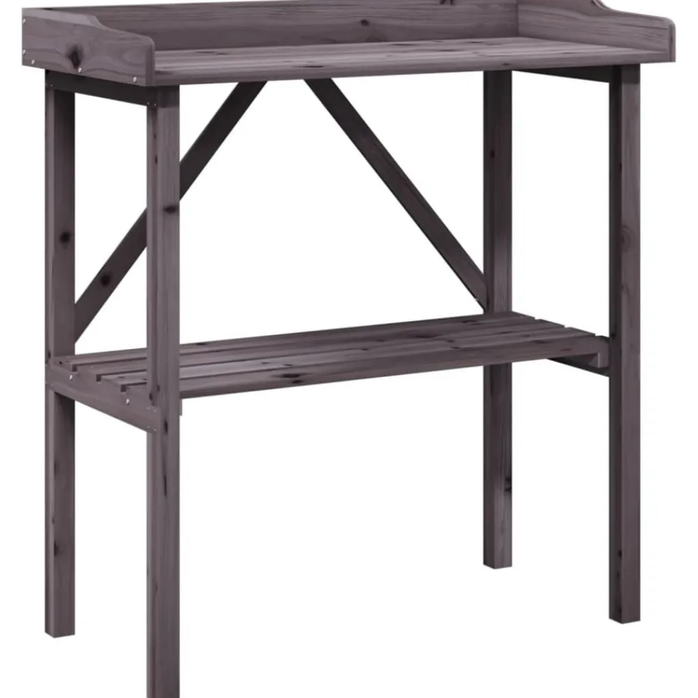 Tuin & Gazon*vidaXL Plantentafel met schap 78x38x82,5 cm vurenhout Grijs