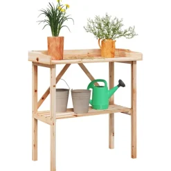 Plantentafel met schap 78x38x82,5 cm massief vurenhout>vidaXL Sale