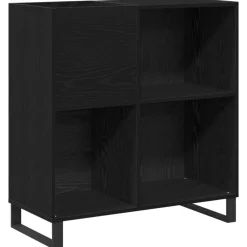 Kasten & Opbergmeubelen*vidaXL Platenkast met plank 85 x 38 x 89 cm Bewerkt hout Zwart eiken