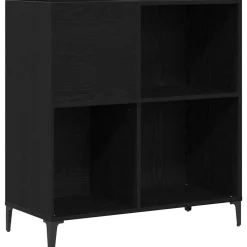 Kasten & Opbergmeubelen*vidaXL Platenkast met plank 84,5 x 38 x 89 cm Bewerkt hout Zwart eiken