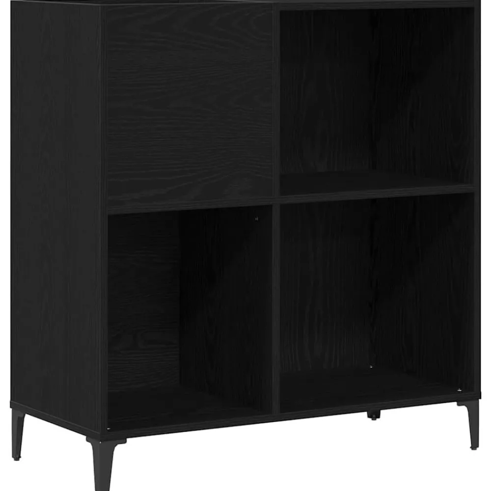 Kasten & Opbergmeubelen*vidaXL Platenkast met plank 84,5 x 38 x 89 cm Bewerkt hout Zwart eiken