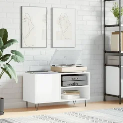 Kasten & Opbergmeubelen*vidaXL Platenkast 85x38x48 cm bewerkt hout Hoogglans wit