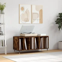 Kasten & Opbergmeubelen*vidaXL Platenkast 100x38x48 cm bewerkt hout kleurig Gerookt eiken