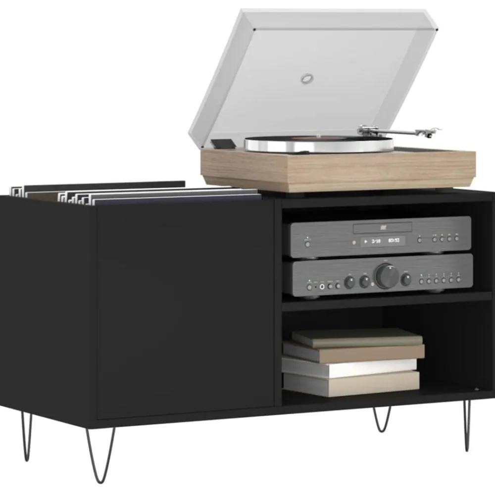 Kasten & Opbergmeubelen*vidaXL Platenkast 85x38x48 cm bewerkt hout Zwart